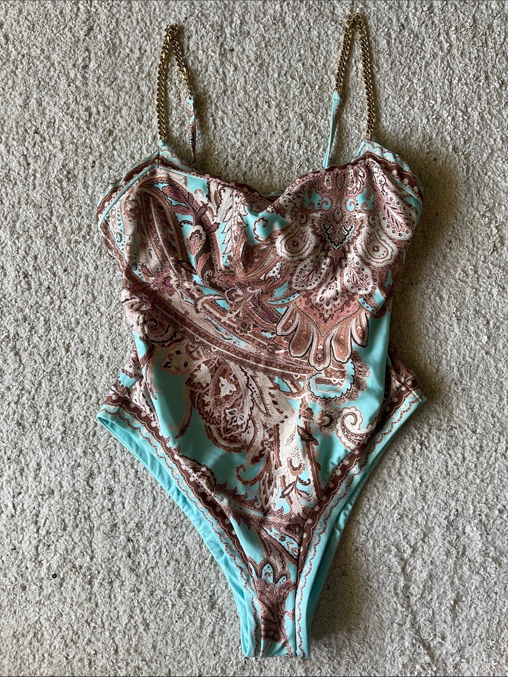 L’agence Remi One Piece Swimsuit in Paisley BROWN/ICE BLUE PAISLEY - Picture 5 of 9